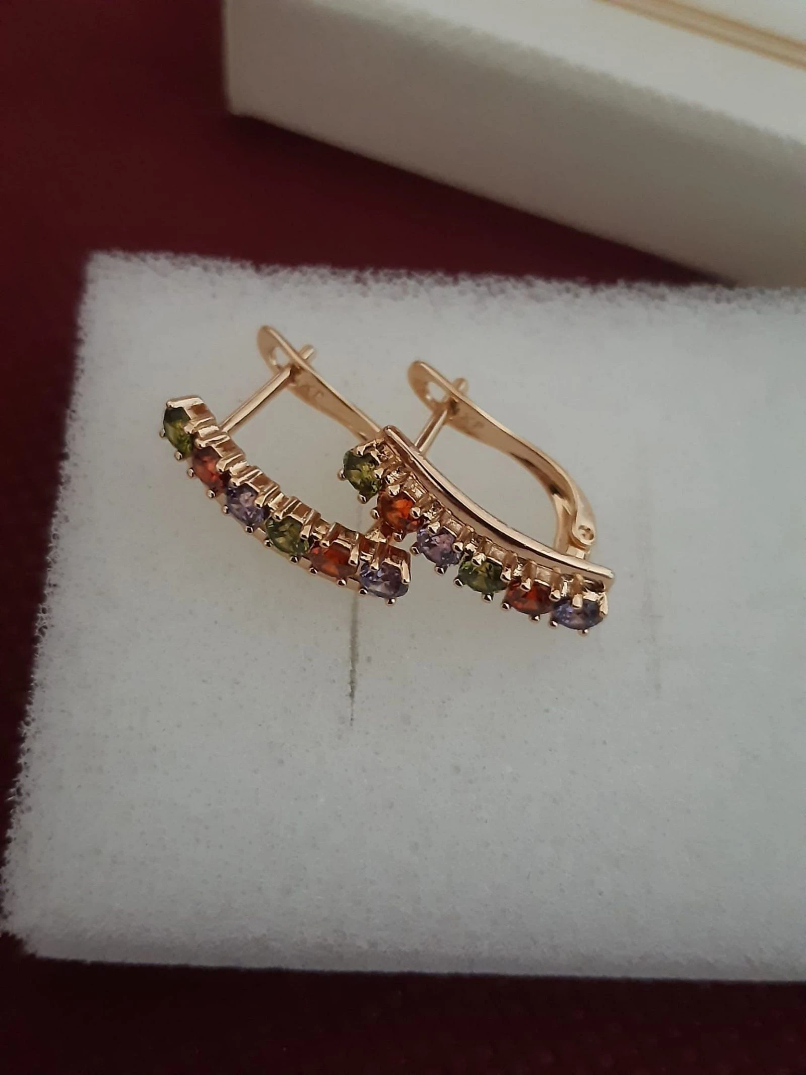 Multicolor cubic zirconia earrings, 1.8cm – photo 4